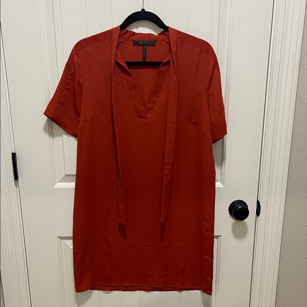 BCBG Rust Red Short Sleeve Dress
